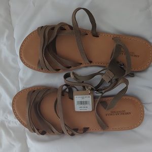 American Eagle- Leather Tan Sandals, Size 8